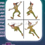 Peter Pan The Eternal Youth - Kneeling Standing And Soaring Flying Action Poses - Neverland Protagonist - Filled Embroidery Design - Instant Download