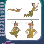 Peter Pan The Leader Of The Lost Boys - Assorted Standing Confident And Adventure Poses - Neverland Hero Figure - Filled Embroidery Design - Instant Download