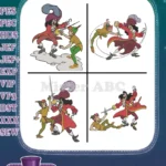 Peter Pan Versus Captain Hook Epic Sword Fight - Dynamic Pirate Duel Action Scenes - Neverland Battle For Glory - Filled Embroidery Design - Instant Download