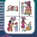 Peter Pan'S Captain Hook - Tick Tock Crocodile Terror And Captured Darling Children With Pirate Crew - Filled Embroidery Design - Instant Download