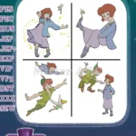 Peter Pan Teaches Darling Children To Fly - Wendy John Michael With Fairy Dust - Second Star To The Right - Filled Embroidery Design - Instant Download