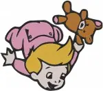 Peter Pan'S Wendy Darling In Blue Nightgown And Nana The Faithful St Bernard Dog - Gentle Friends Of Neverland - Filled Embroidery Design - 4725