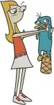 Disney Phineas And Ferb Candace With Ferb Doofenshmirtz Evil Scientist Characters - Filled Embroidery Design - 4747