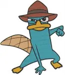 Disney Phineas And Ferb Perry The Platypus Agent P Fedora Various Poses - Filled Embroidery Design - 4771