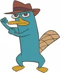 Disney Phineas And Ferb Perry The Platypus Agent P Fedora Various Poses - Filled Embroidery Design - 4773
