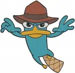 Disney Phineas And Ferb Perry The Platypus Agent P Action Poses Fighting Stance - Filled Embroidery Design - 4777