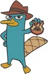 Disney Phineas And Ferb Perry The Platypus Agent P Disguise Fedora Standing Designs - Filled Embroidery Design - 4780