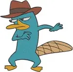 Disney Phineas And Ferb Perry The Platypus Agent P Disguise Fedora Standing Designs - Filled Embroidery Design - 4781
