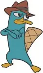 Disney Phineas And Ferb Perry The Platypus Agent P Disguise Fedora Standing Designs - Filled Embroidery Design - 4782