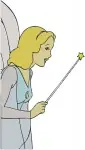 Disney Pinocchio Blue Fairy Magic Wand Granting Wishes Elegant Fairy Poses - Filled Embroidery Design - 4803