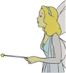 Disney Pinocchio Blue Fairy Magic Wand Granting Wishes Elegant Fairy Poses - Filled Embroidery Design - 4804