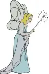 Disney Pinocchio Blue Fairy Magic Wand Granting Wishes Elegant Fairy Poses - Filled Embroidery Design - 4805