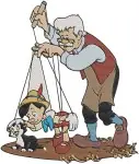 Disney Pinocchio Geppetto And Pinocchio Father Son Moments Hugging Playing - Filled Embroidery Design - 4828