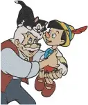 Disney Pinocchio Geppetto With Pinocchio Figaro Cleo Red Lobster Inn Scene Designs - Filled Embroidery Design - 4833