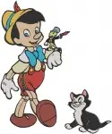Disney Pinocchio Geppetto And Pinocchio Dancing Playing Puppet Boy Love - Filled Embroidery Design - 4839