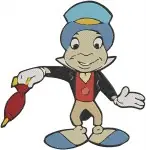 Disney Pinocchio Jiminy Cricket Dapper Insect With Top Hat Umbrella Walking Set - Filled Embroidery Design - 4845