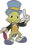 Disney Pinocchio Jiminy Cricket Official Conscience Badge Pointing Guiding Collection - Filled Embroidery Design - 4851
