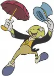 Disney Pinocchio Jiminy Cricket Floating With Umbrella Happy Thoughtful Poses - Filled Embroidery Design - 4855