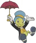 Pinocchio Jiminy Cricket Conscience Various Classic Poses With Umbrella Hat - Filled Embroidery Design - 4856