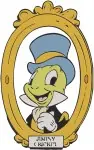 Pinocchio Jiminy Cricket Dapper Poses With Top Hat And In Ornate Frame - Filled Embroidery Design - 4860
