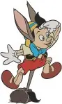 Pinocchio As Donkey Boy With Apple And Classic Portrait Character - Filled Embroidery Design - 4866