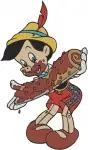 Pinocchio As Donkey Boy With Apple And Classic Portrait Character - Filled Embroidery Design - 4867