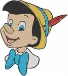 Pinocchio As Donkey Boy With Apple And Classic Portrait Character - Filled Embroidery Design - 4868