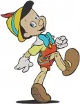 Pinocchio Character Poses Standing With Paper In Frame And Pointing Views - Filled Embroidery Design - 4873