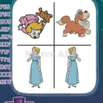 Peter Pan'S Wendy Darling In Blue Nightgown And Nana The Faithful St Bernard Dog - Gentle Friends Of Neverland - Filled Embroidery Design - Instant Download