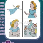 Peter Pan'S Wendy Darling - Flying Portrait And Storytime With Lost Boys By The Sea - Neverland Maiden - Filled Embroidery Design - Instant Download