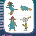 Disney Phineas And Ferb Perry The Platypus With Candace Flynn Interaction - Filled Embroidery Design - Instant Download