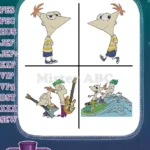 Disney Phineas And Ferb Phineas Flynn Playing Guitar Surfing Summer Fun Collection - Filled Embroidery Design - Instant Download