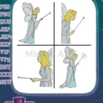 Disney Pinocchio Blue Fairy Magic Wand Granting Wishes Elegant Fairy Poses - Filled Embroidery Design - Instant Download