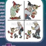 Disney Pinocchio Geppetto With Pinocchio Figaro Cleo Red Lobster Inn Scene Designs - Filled Embroidery Design - Instant Download