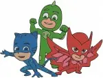 Pj Masks Owlette Catboy Gekko Romeo Mad Scientist Villain Heroes Group Collection - Filled Embroidery Design - 4399