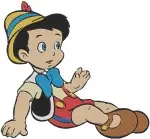 Pinocchio Reading Book Sitting Marching With Apple And Various Boyhood Poses - Filled Embroidery Design - 4902
