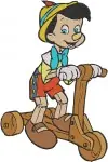 Pinocchio On Scooter Marching With Apple And Other Playful Character Scenes - Filled Embroidery Design - 4905