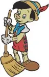 Pinocchio On Scooter Marching With Apple And Other Playful Character Scenes - Filled Embroidery Design - 4908