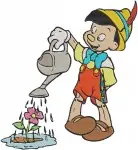 Pinocchio With Toy Train Teddy Bear Handstand And Smoking On Pleasure Island - Filled Embroidery Design - 4912