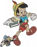 Pinocchio As Donkey Boy With Stromboli And Jiminy Cricket With Bubbles Scenes - Filled Embroidery Design - 4913