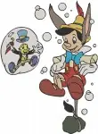 Pinocchio As Donkey Boy With Stromboli And Jiminy Cricket With Bubbles Scenes - Filled Embroidery Design - 4915