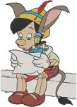Pinocchio As Donkey Boy With Stromboli And Jiminy Cricket With Bubbles Scenes - Filled Embroidery Design - 4916