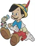 Pinocchio And Jiminy Cricket Long Nose Lying And Other Expressive Interactions - Filled Embroidery Design - 4926