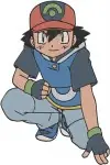 Pokemon Trainer Ash Ketchum With His Pner Pikachu Various Action Poses - Filled Embroidery Design - 4934