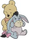 Winnie The Pooh Eeyore The Donkey With Winnie The Pooh Bear Hugging Poses - Filled Embroidery Design - 4969