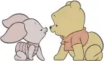 Winnie The Pooh Piglet And Winnie The Pooh Bear Affectionate Hugging Scenes - Filled Embroidery Design - 4974