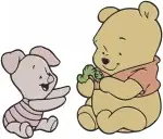 Winnie The Pooh Piglet And Winnie The Pooh Bear Affectionate Hugging Scenes - Filled Embroidery Design - 4977
