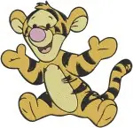 Winnie The Pooh - Tigger Hugging Pooh Bear And Sitting On Log Together - Best Friends Forever - Filled Embroidery Design - 4983