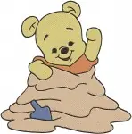 Winnie The Pooh Bear - Pooh With Honey Pot And Stuck In Sandy Rabbit Hole - Classic Pooh Bear Adventures - Filled Embroidery Design - 4988