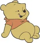 Winnie The Pooh Bear - Pooh Sitting Thoughtfully And With Rabbit Friend - Hundred Acre Wood Characters - Filled Embroidery Design - 4992